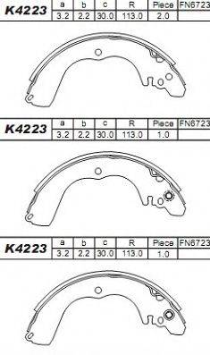 ASIMCO K4223 Комплект гальмівних колодок