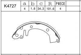 ASIMCO K4727 Комплект гальмівних колодок