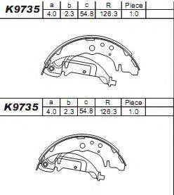 ASIMCO K9735 Комплект гальмівних колодок