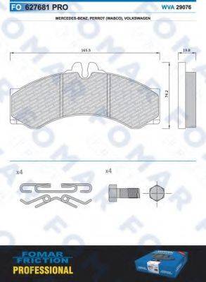 FOMAR FRICTION FO627681 Комплект гальмівних колодок, дискове гальмо