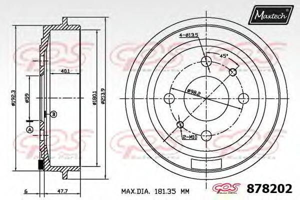 MAXTECH 8782020000 Гальмівний барабан