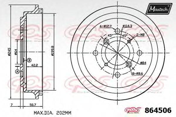 MAXTECH 8645060000 Гальмівний барабан