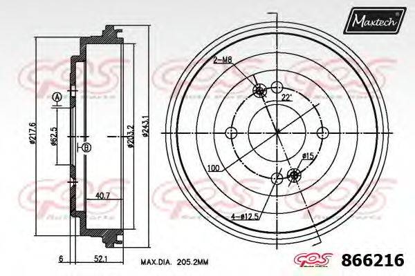 MAXTECH 8662160000 Гальмівний барабан