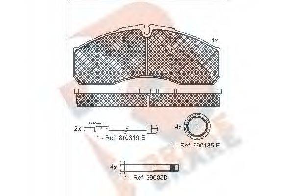 R BRAKE RB1499 Комплект гальмівних колодок, дискове гальмо