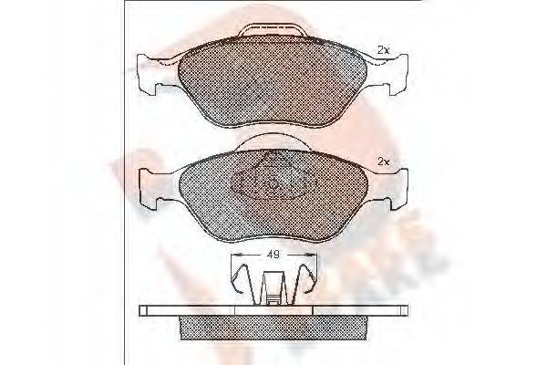 R BRAKE RB1343 Комплект гальмівних колодок, дискове гальмо