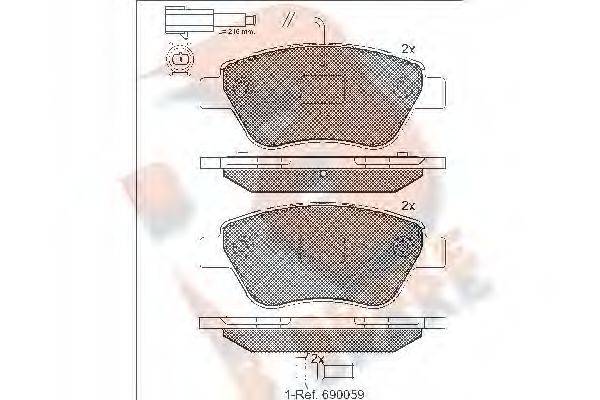 R BRAKE RB1444203 Комплект гальмівних колодок, дискове гальмо