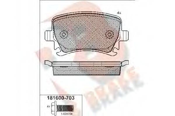 R BRAKE RB1600703 Комплект гальмівних колодок, дискове гальмо