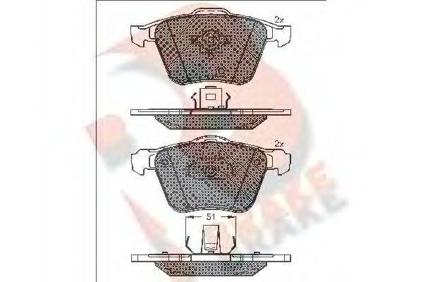 R BRAKE RB1655 Комплект гальмівних колодок, дискове гальмо