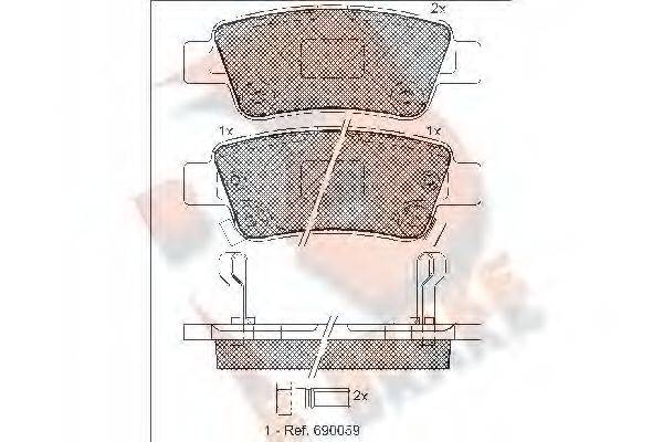 R BRAKE RB1888 Комплект гальмівних колодок, дискове гальмо