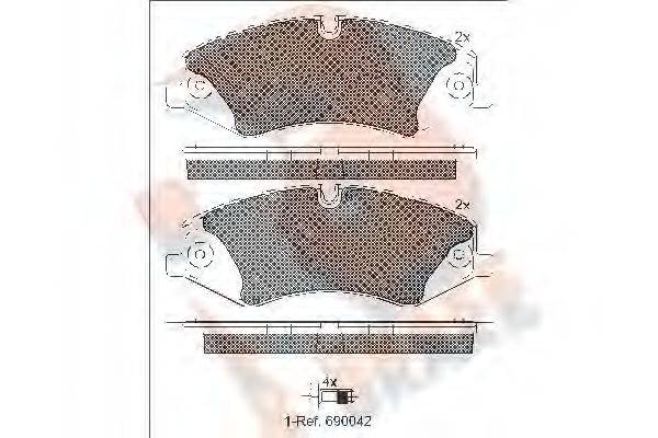 R BRAKE RB1957 Комплект гальмівних колодок, дискове гальмо