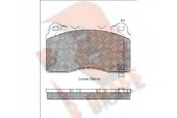 R BRAKE RB1990 Комплект гальмівних колодок, дискове гальмо