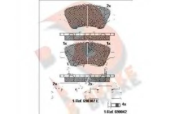 R BRAKE RB2108203 Комплект гальмівних колодок, дискове гальмо