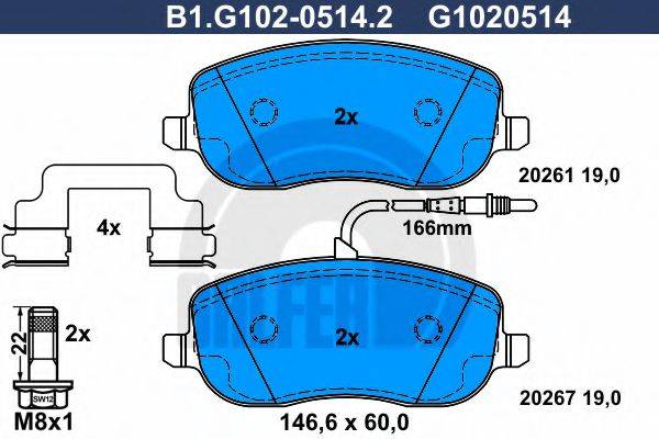 GALFER B1G10205142 Комплект гальмівних колодок, дискове гальмо