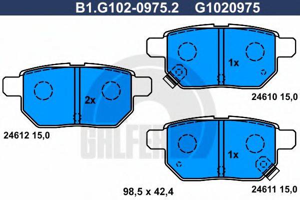 GALFER B1G10209752 Комплект гальмівних колодок, дискове гальмо