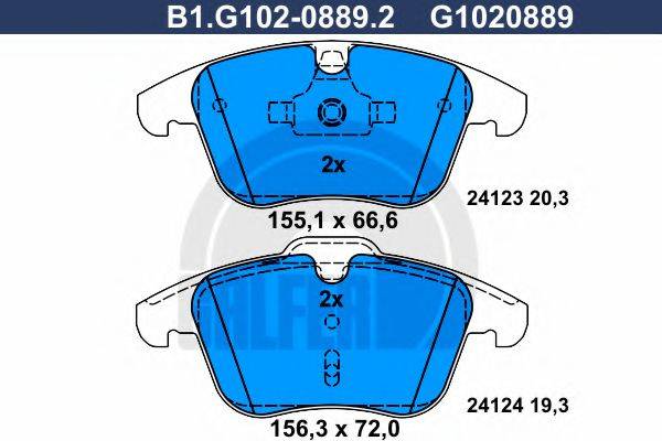 GALFER B1G10208892 Комплект гальмівних колодок, дискове гальмо