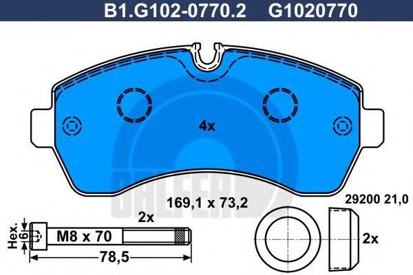 GALFER B1G10207702 Комплект гальмівних колодок, дискове гальмо