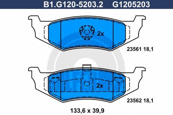 GALFER B1G12052032 Комплект гальмівних колодок, дискове гальмо