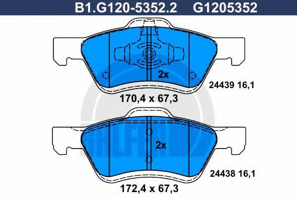 GALFER B1G12053522 Комплект гальмівних колодок, дискове гальмо