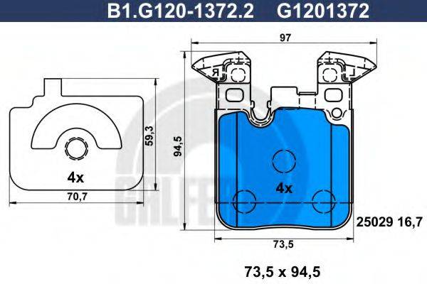 GALFER B1G12013722 Комплект гальмівних колодок, дискове гальмо