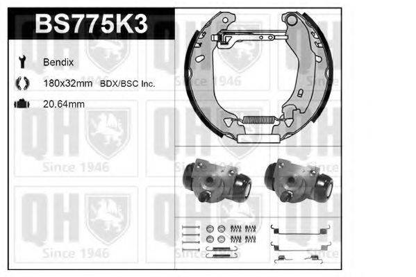 QUINTON HAZELL BS775K3 Комплект гальм, барабанний гальмівний механізм