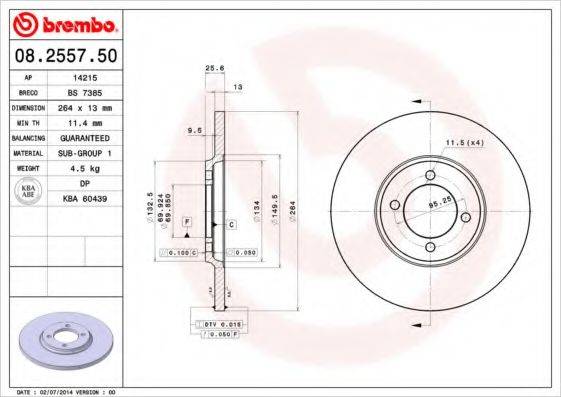 BREMBO 08255750 гальмівний диск