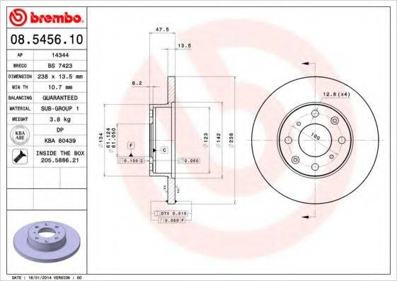 BREMBO 08545610 гальмівний диск