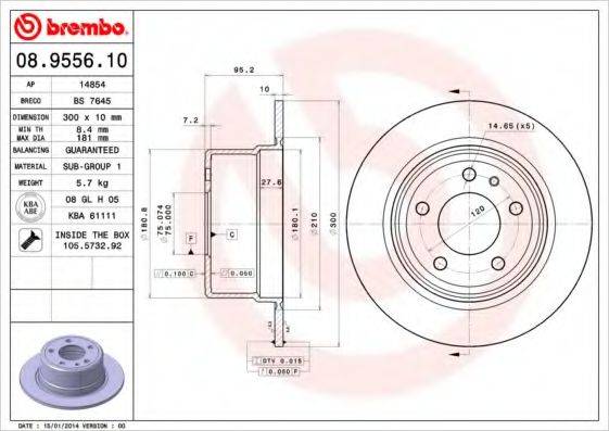 BREMBO 08955610 гальмівний диск