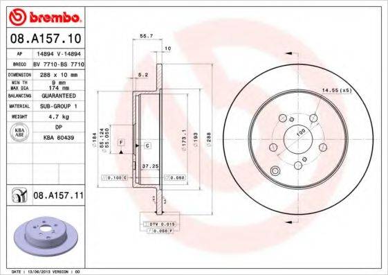 BREMBO 08A15710 гальмівний диск