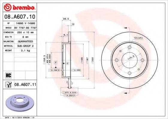 BREMBO 08A60710 гальмівний диск