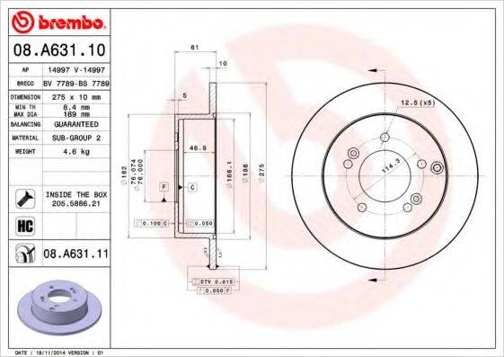 BREMBO 08A63110 гальмівний диск