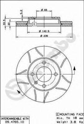 BREMBO 09476575 гальмівний диск