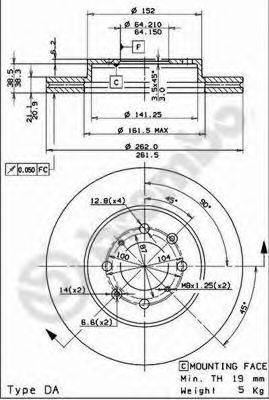 BREMBO 09550914 гальмівний диск