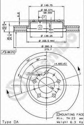 BREMBO 09556824 гальмівний диск