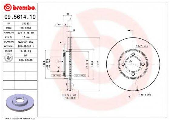 BREMBO 09561410 гальмівний диск