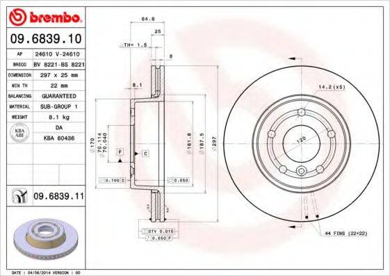 BREMBO 09683911 гальмівний диск