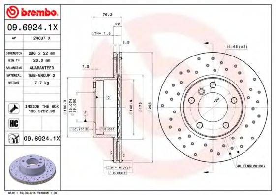 BREMBO 0969241X гальмівний диск