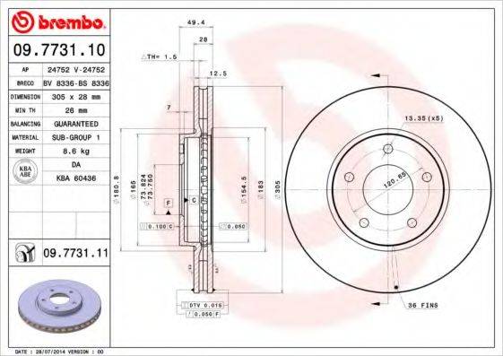 BREMBO 09773110 гальмівний диск