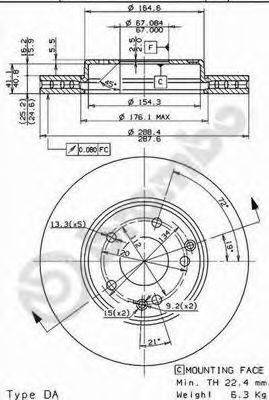 BREMBO 09841111 гальмівний диск