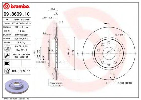 BREMBO 09860911 гальмівний диск