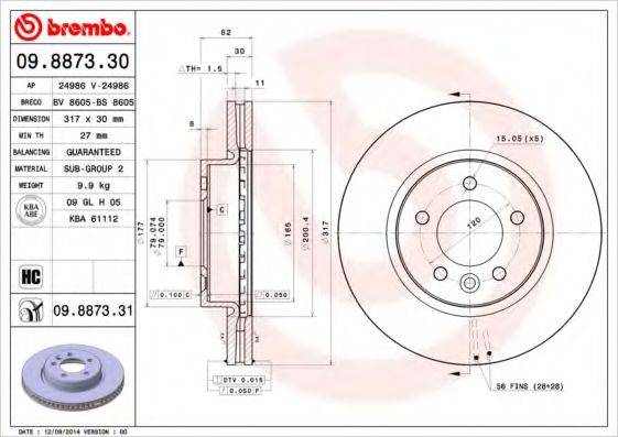 BREMBO 09887331 гальмівний диск