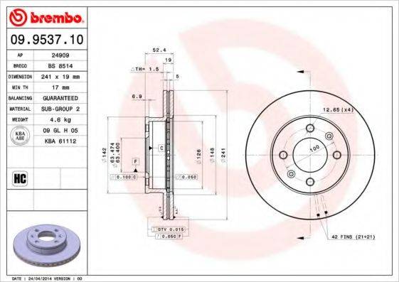 BREMBO 09953710 гальмівний диск