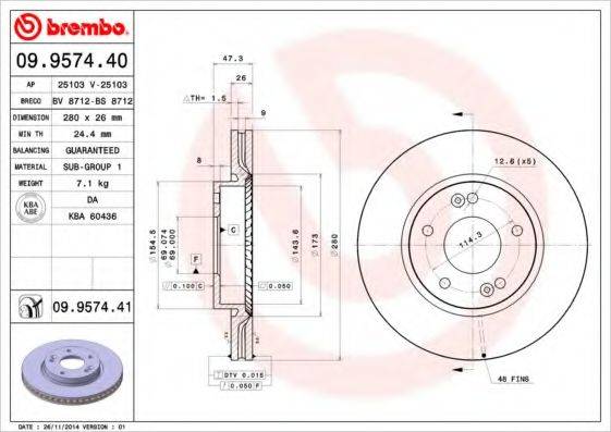 BREMBO 09957440 гальмівний диск