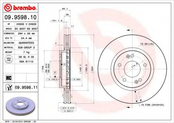 BREMBO 09959810 гальмівний диск