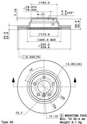 BREMBO 09A25911 гальмівний диск