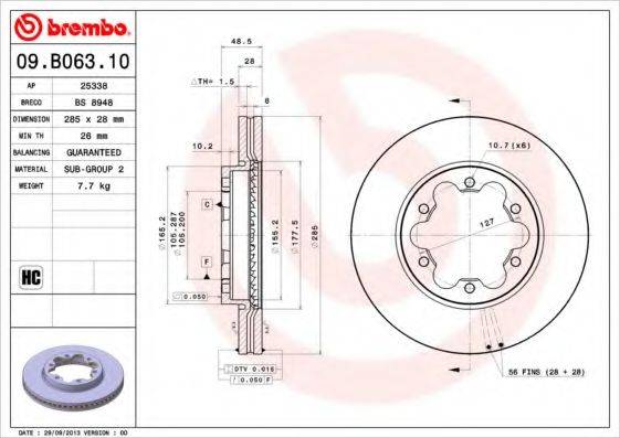 BREMBO 09B06310 гальмівний диск