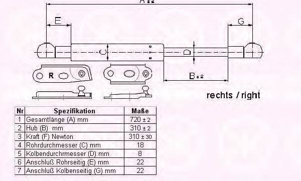 KLOKKERHOLM 81147122 Газова пружина, кришка багажника