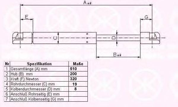 KLOKKERHOLM 90602800 Газова пружина, капот