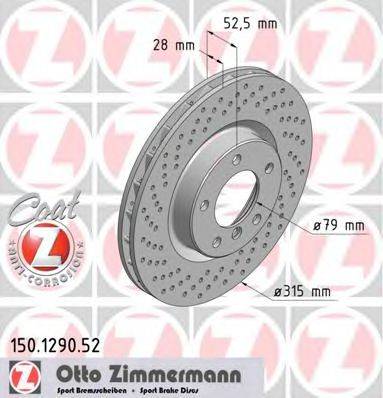 ZIMMERMANN 150129052 гальмівний диск