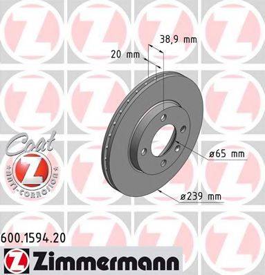 ZIMMERMANN 600159420 гальмівний диск