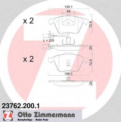 ZIMMERMANN 237622001 Комплект гальмівних колодок, дискове гальмо